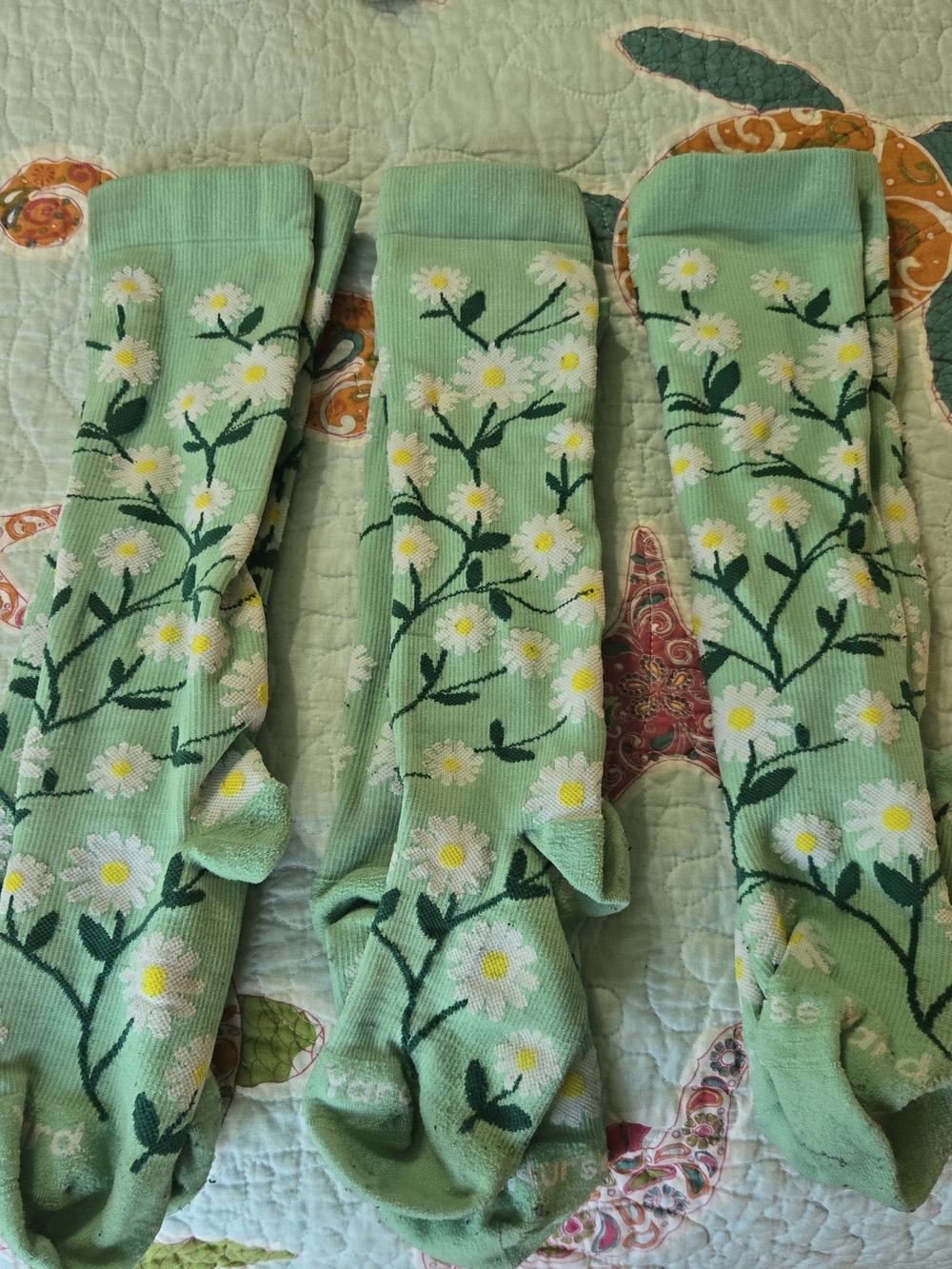 Green Floral Daisy Crew Socks - NURSES yard